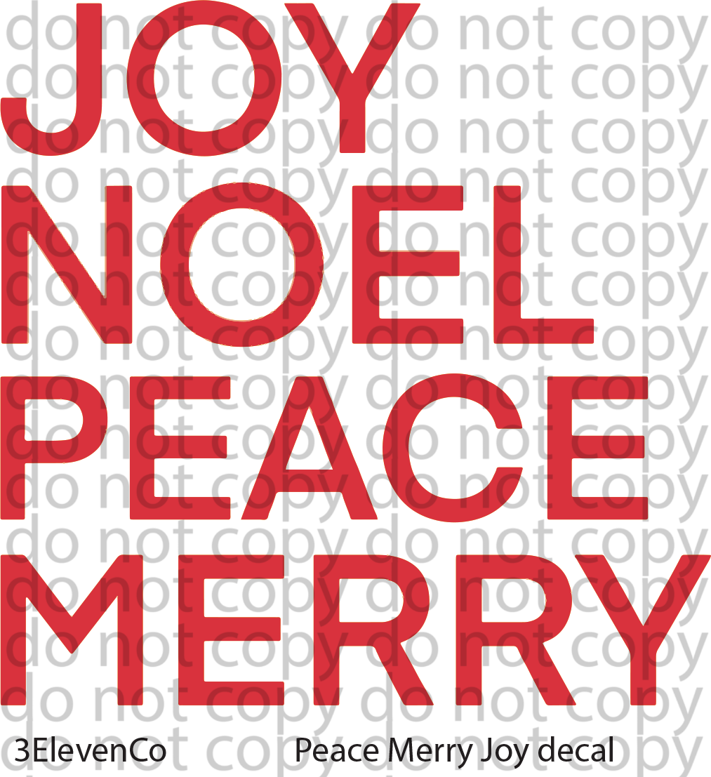 Peace merry joy vinyl sheet or decal