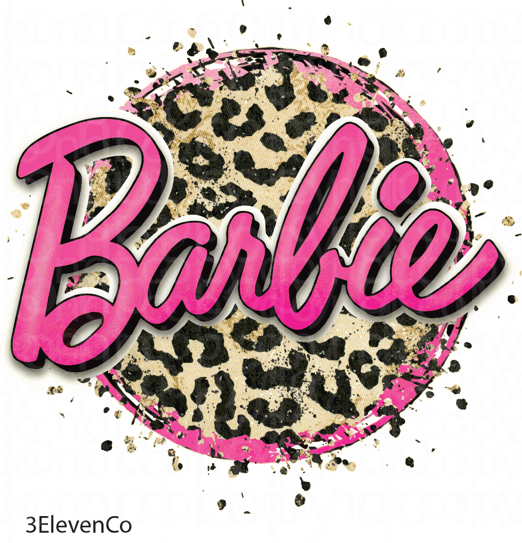 pink and leopard round decal