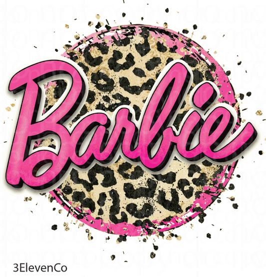 pink and leopard round decal