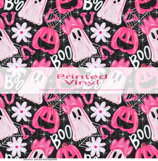 pink boo floral vinyl sheet or decal