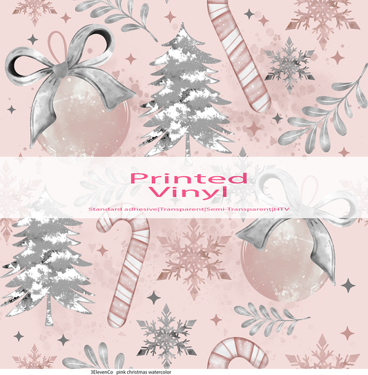 Pink Christmas watercolor vinyl sheet