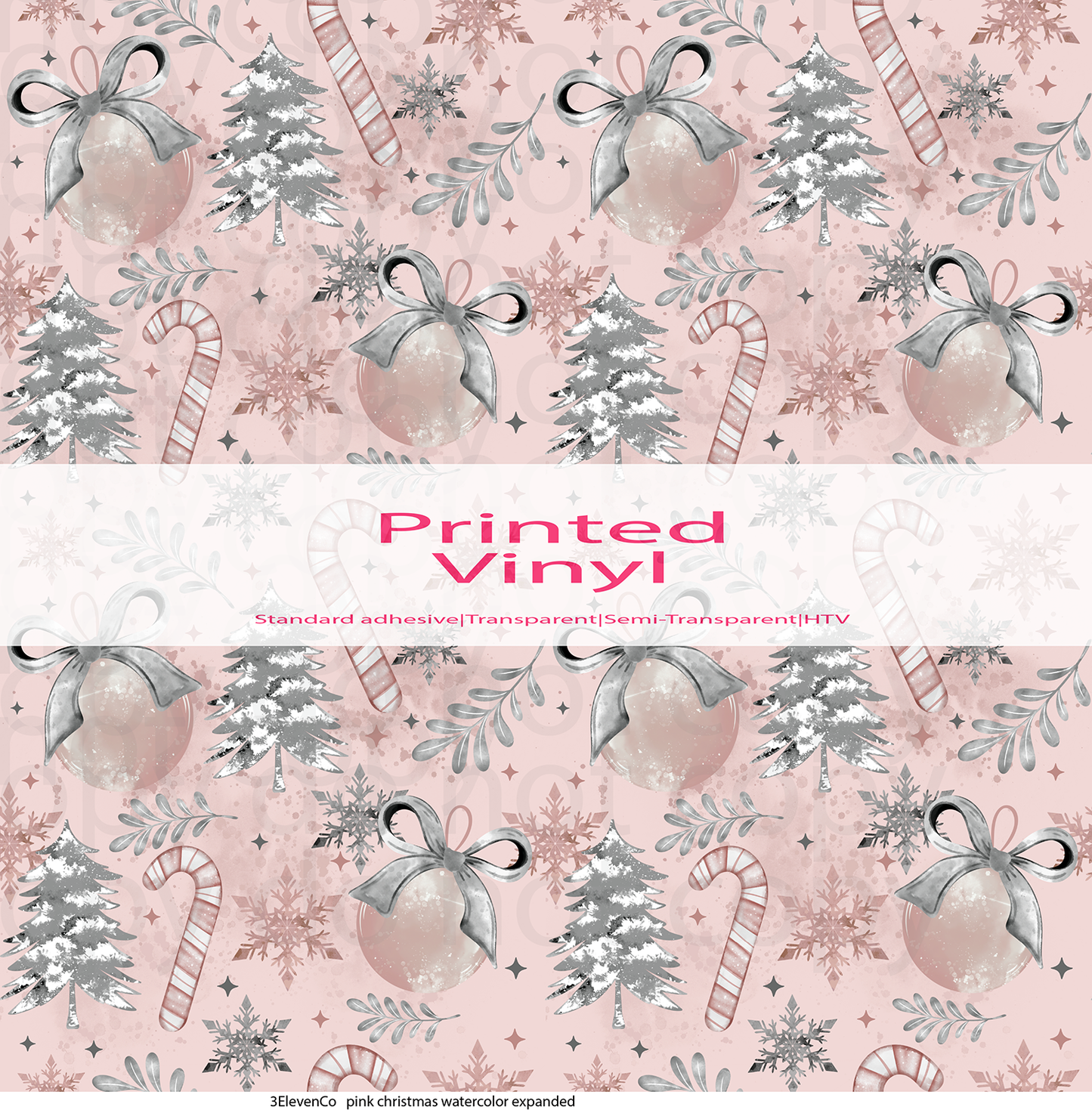 Pink Christmas watercolor vinyl sheet