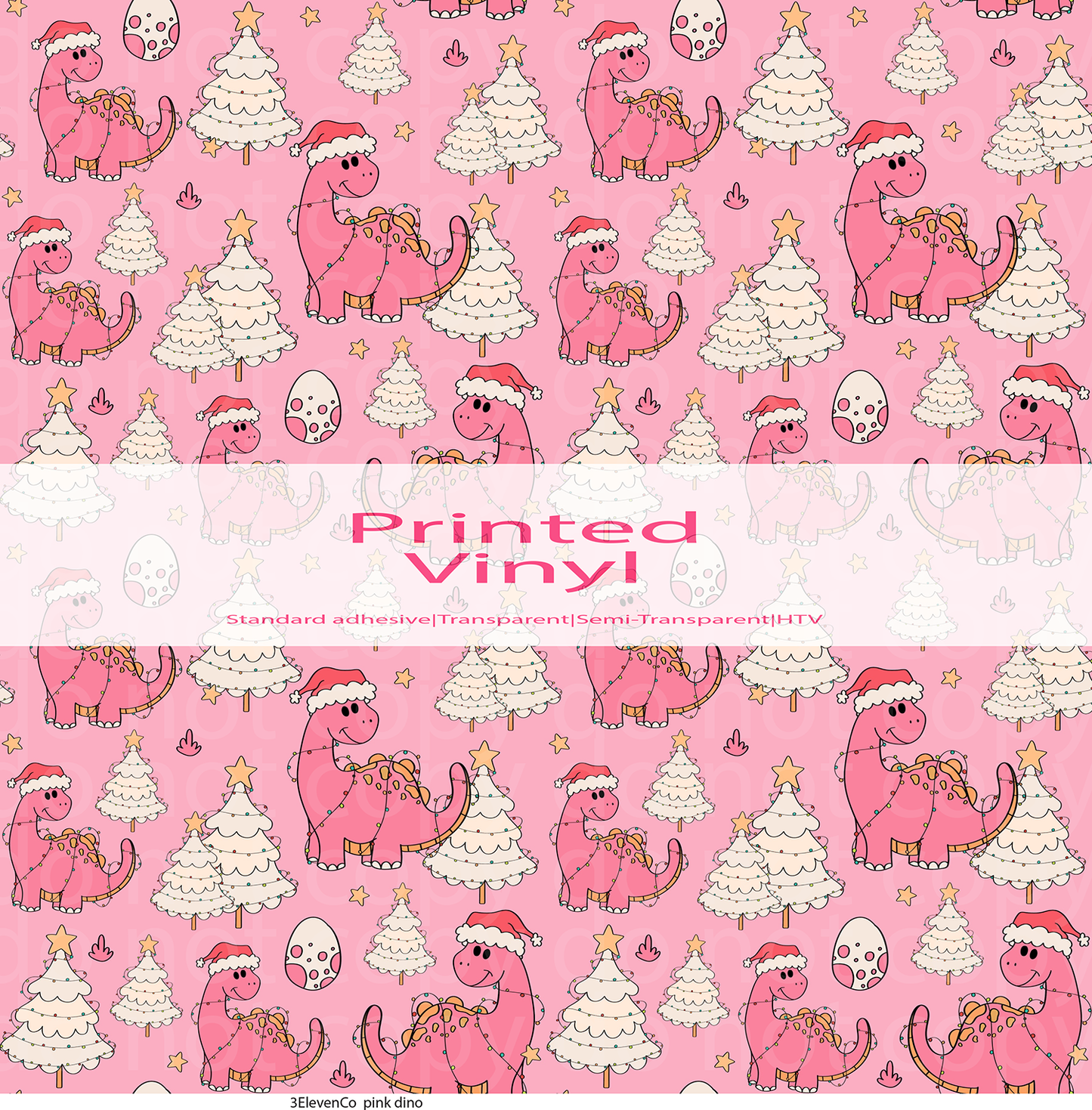 pink christmas dino vinyl sheet