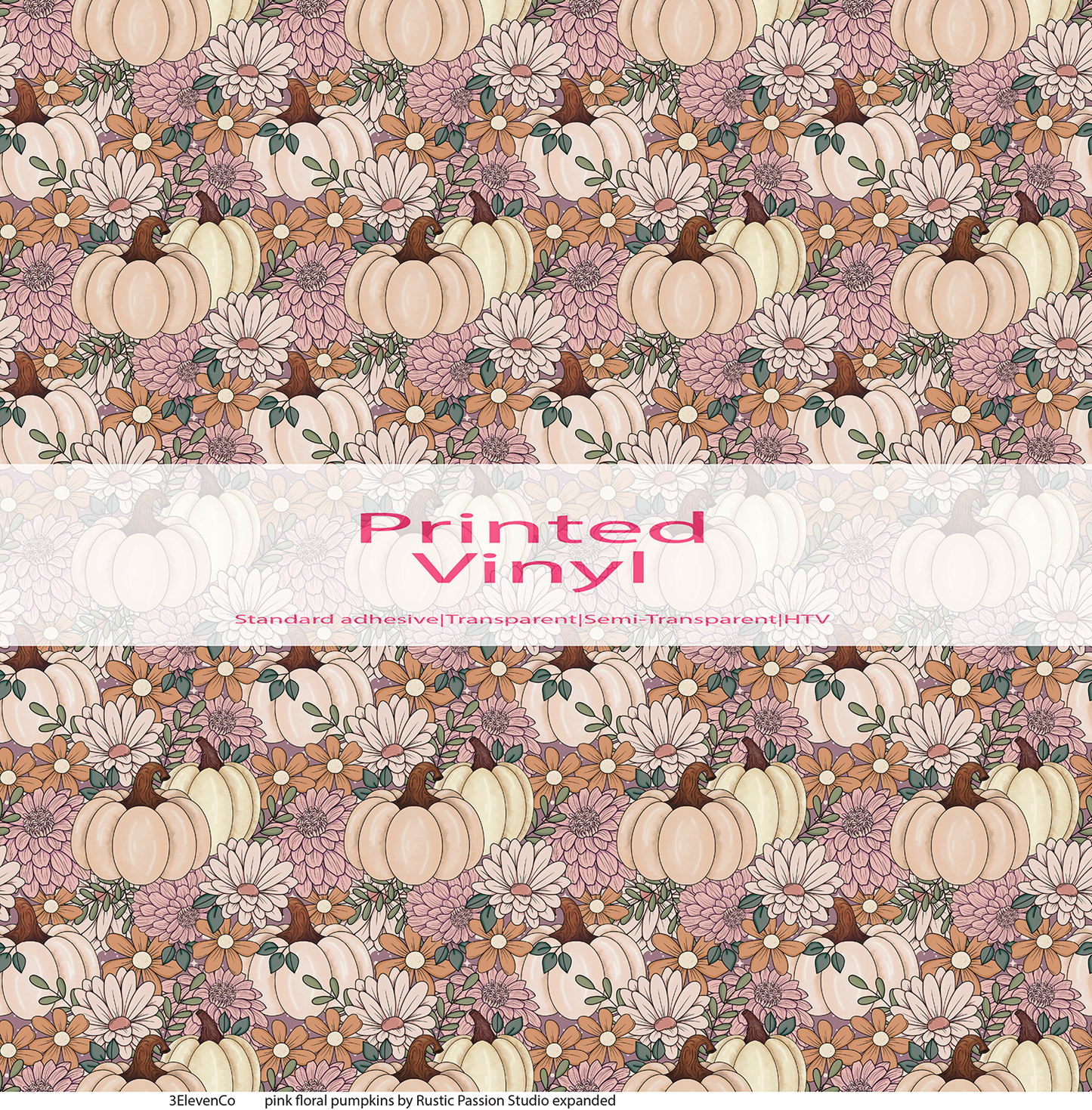 Pink floral pumpkins by Rustic Passion Studio vinyl sheet