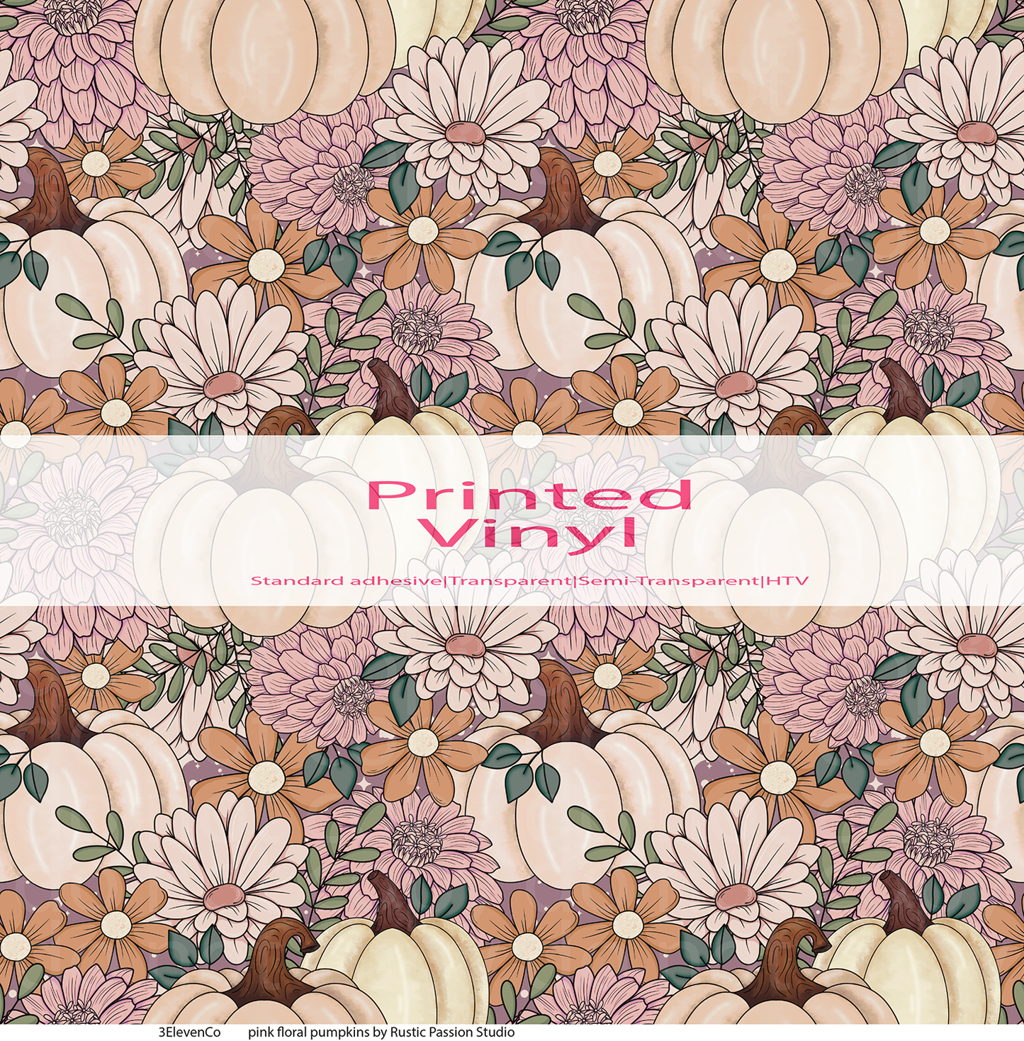 Pink floral pumpkins by Rustic Passion Studio vinyl sheet