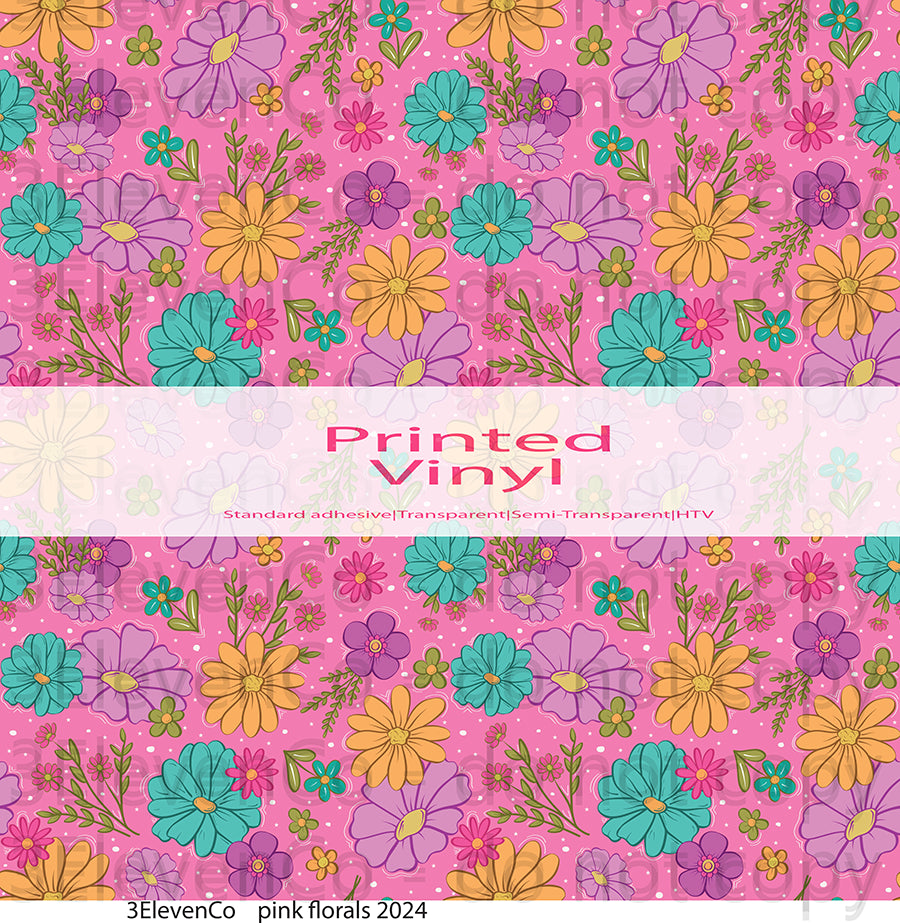 pink florals 2024 vinyl sheet