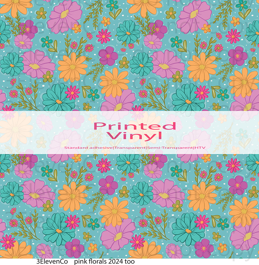 pink florals 2024 too vinyl sheet