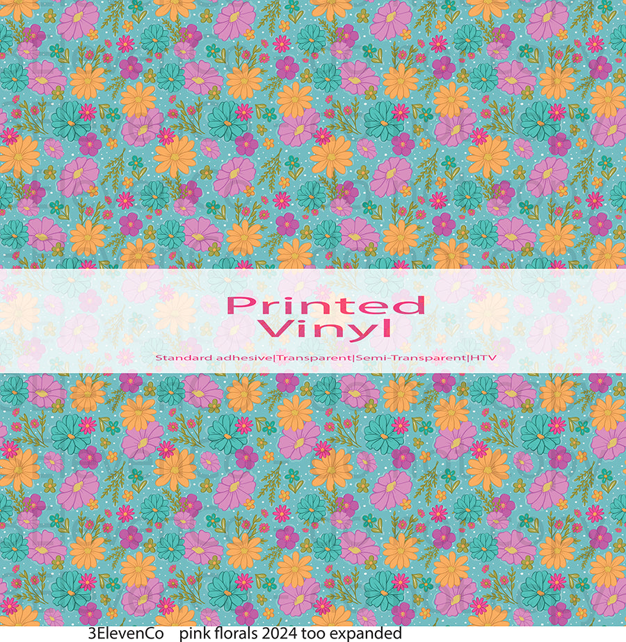 pink florals 2024 too vinyl sheet