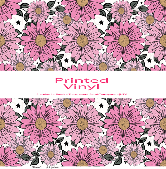 pink gerbera floral vinyl sheet