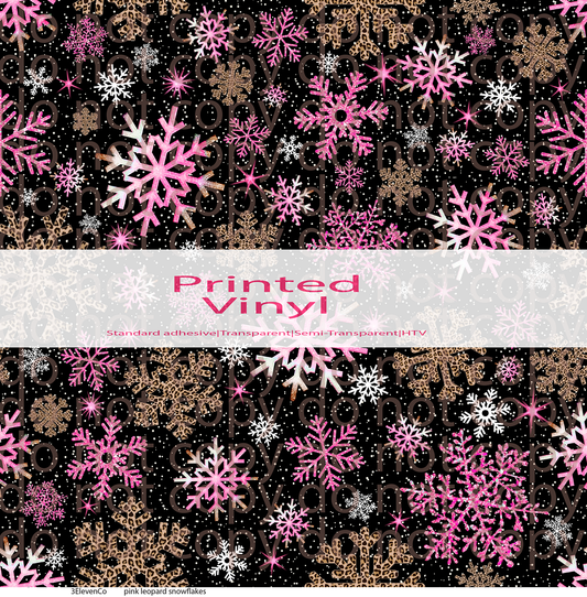 pink leopard snowflakes vinyl sheet