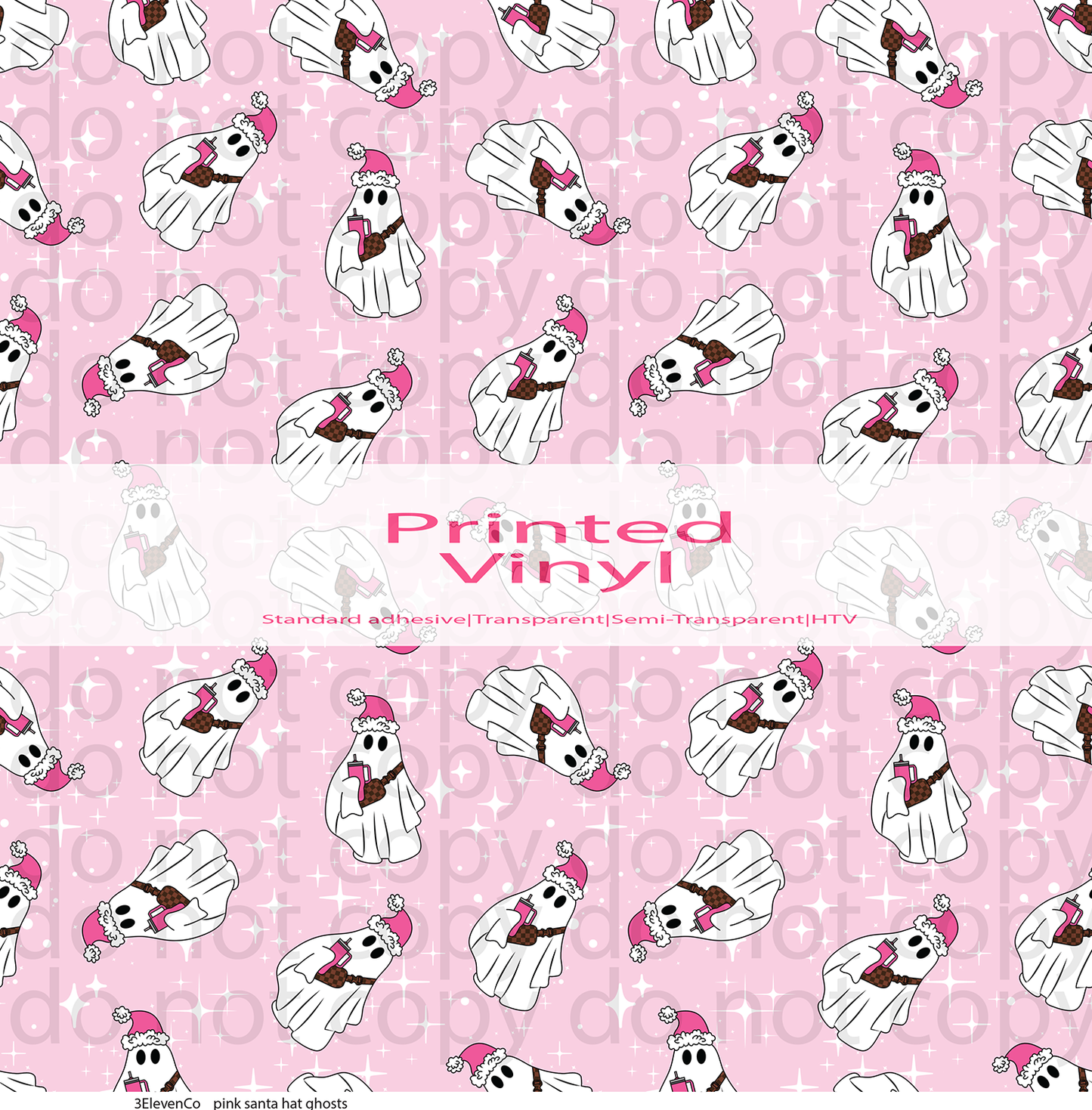 pink santa hat ghosts vinyl sheet