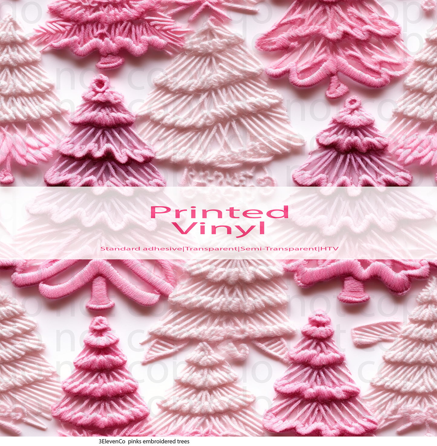 pinks embroidered trees vinyl sheet