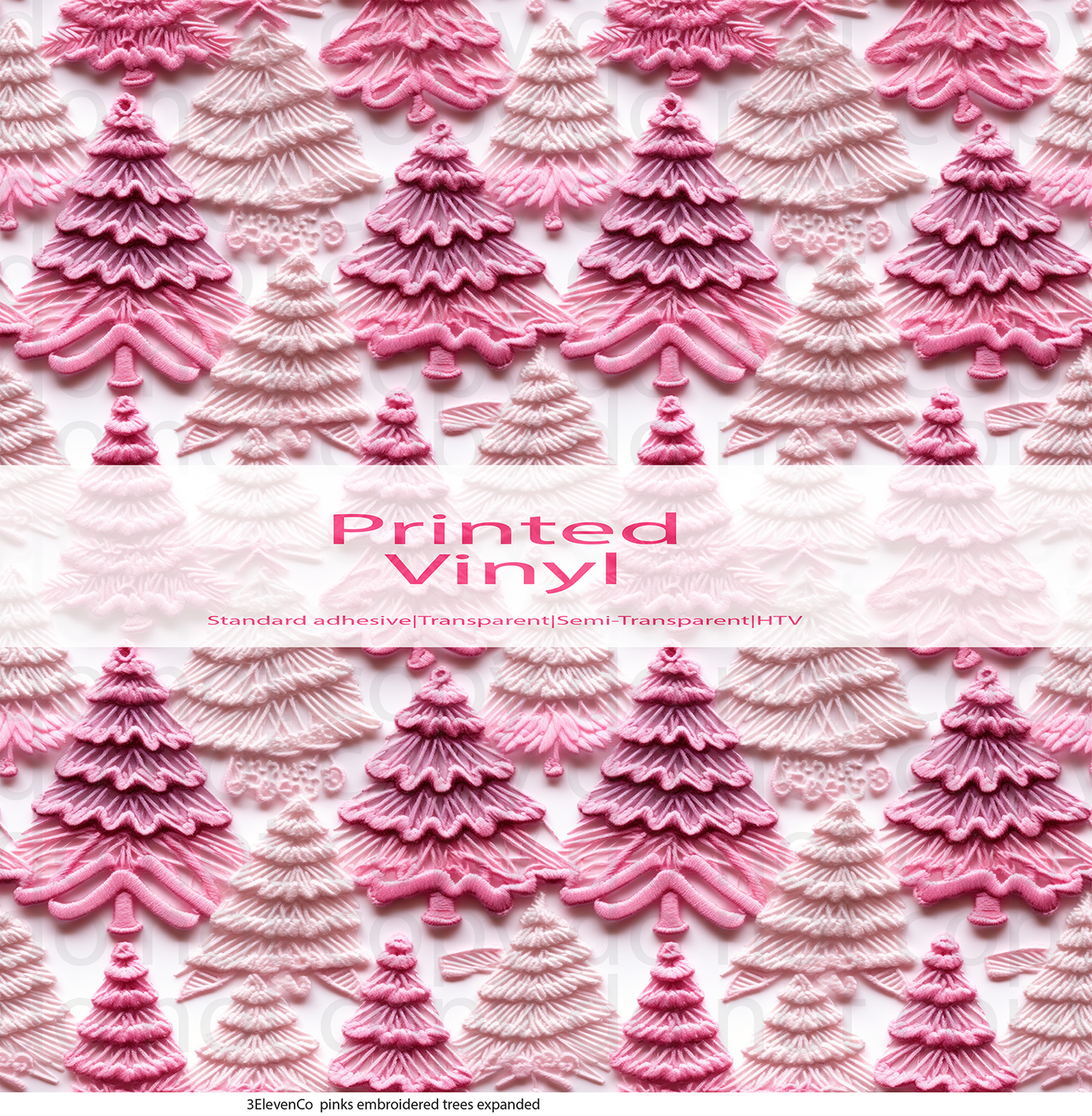 pinks embroidered trees vinyl sheet