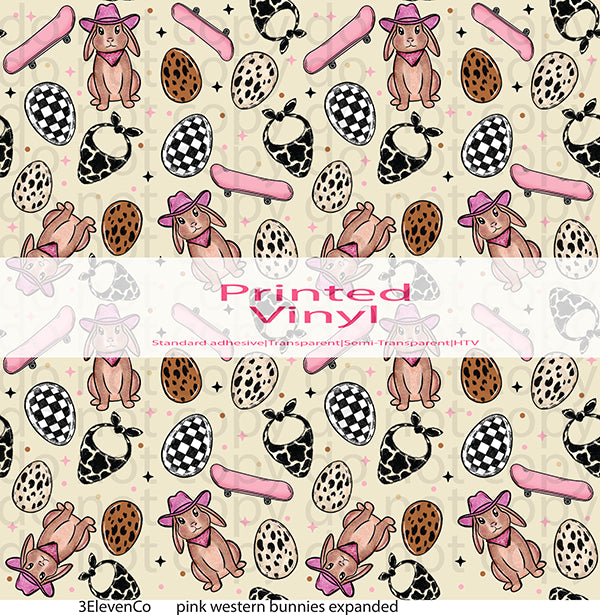 pink western bunnies vinyl sheet