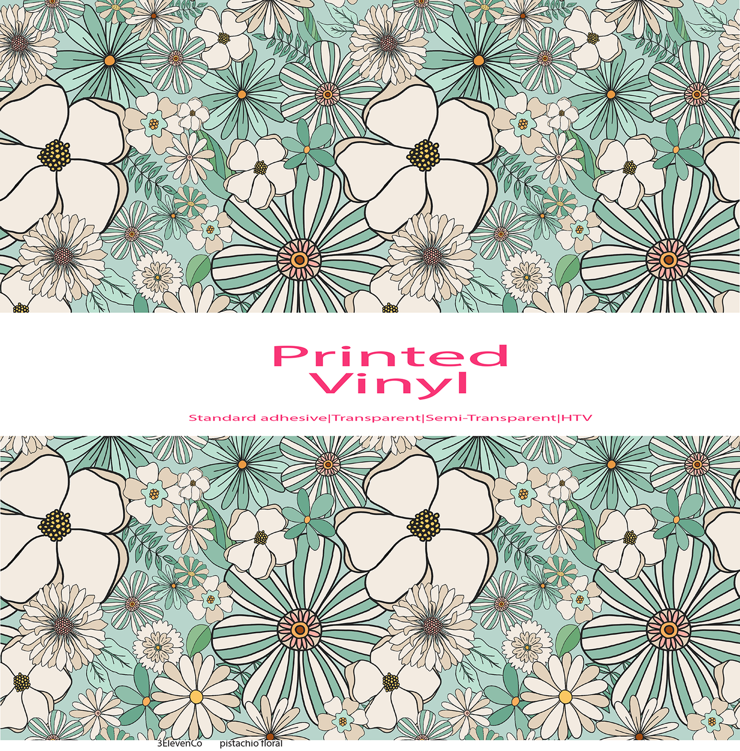 pistachio floral vinyl sheet