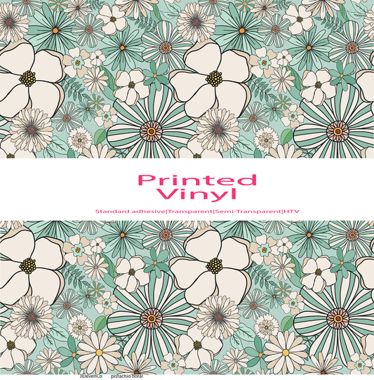 pistachio floral vinyl sheet