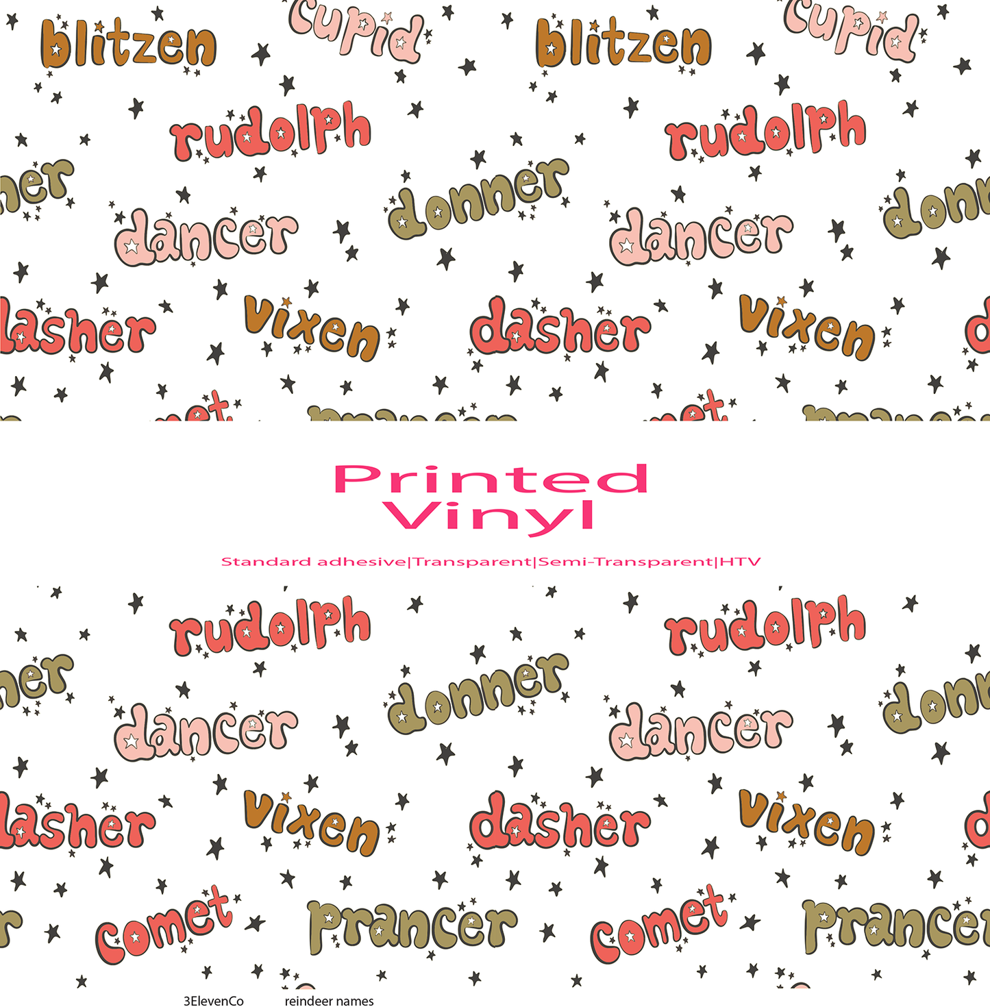 Reindeer names vinyl sheet