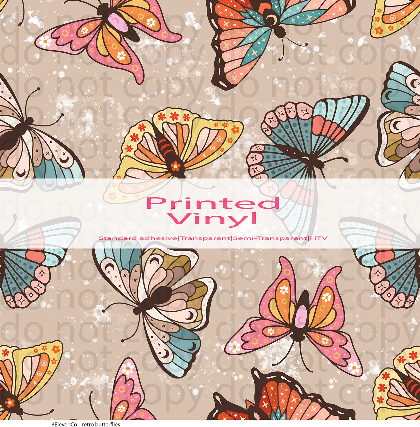 retro butterflies vinyl sheet