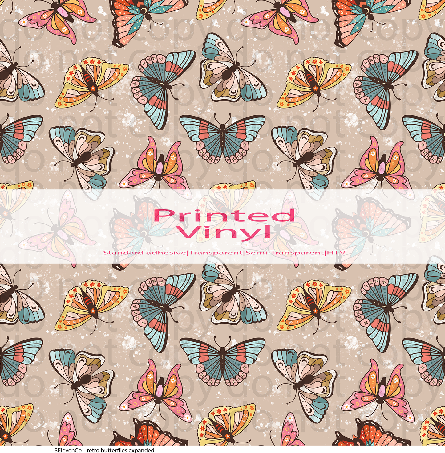 retro butterflies vinyl sheet