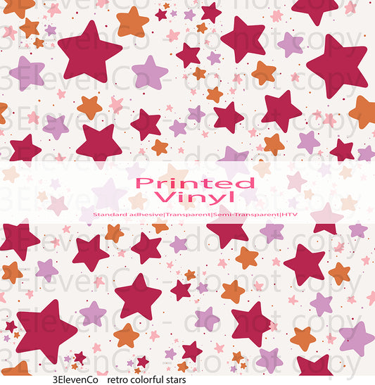 retro colorful stars vinyl sheet