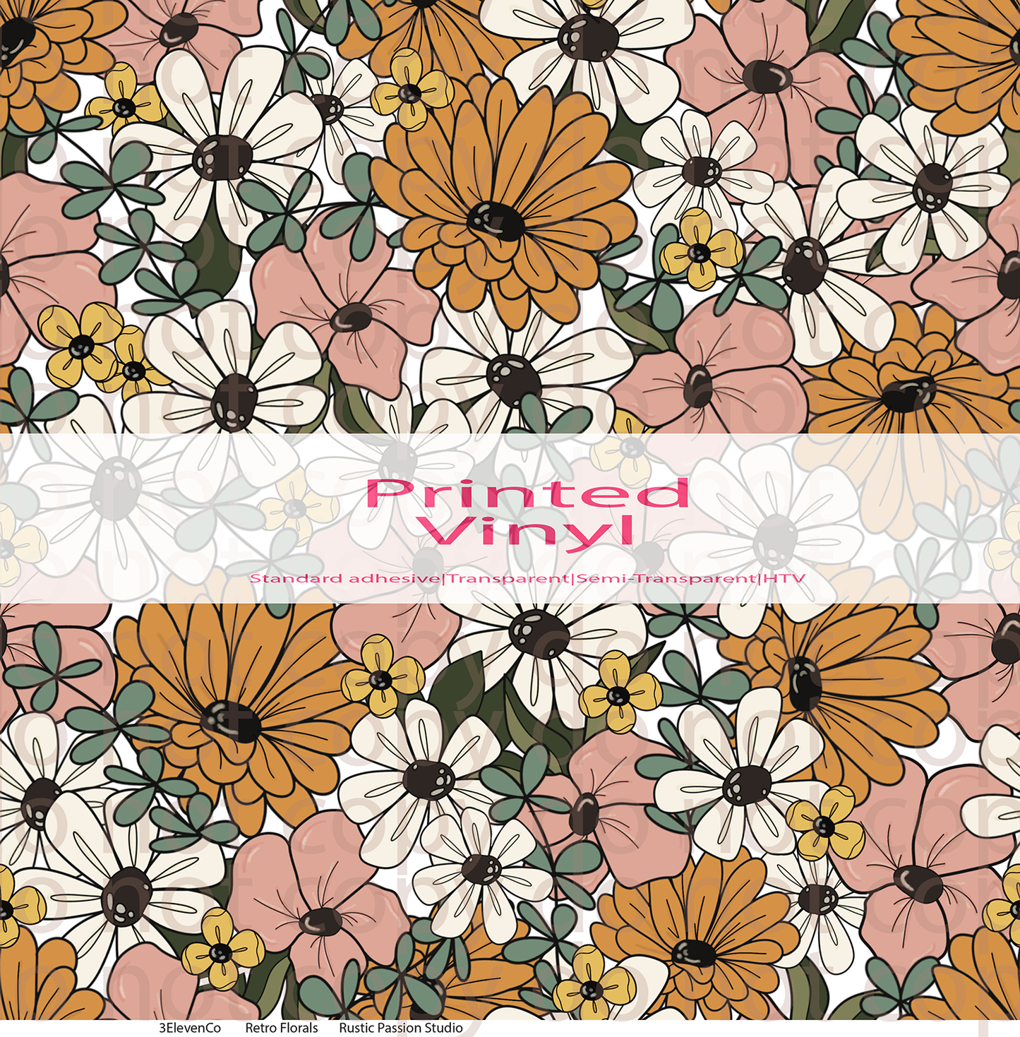 Retro Florals by Rustic Passion Studio vinyl sheet