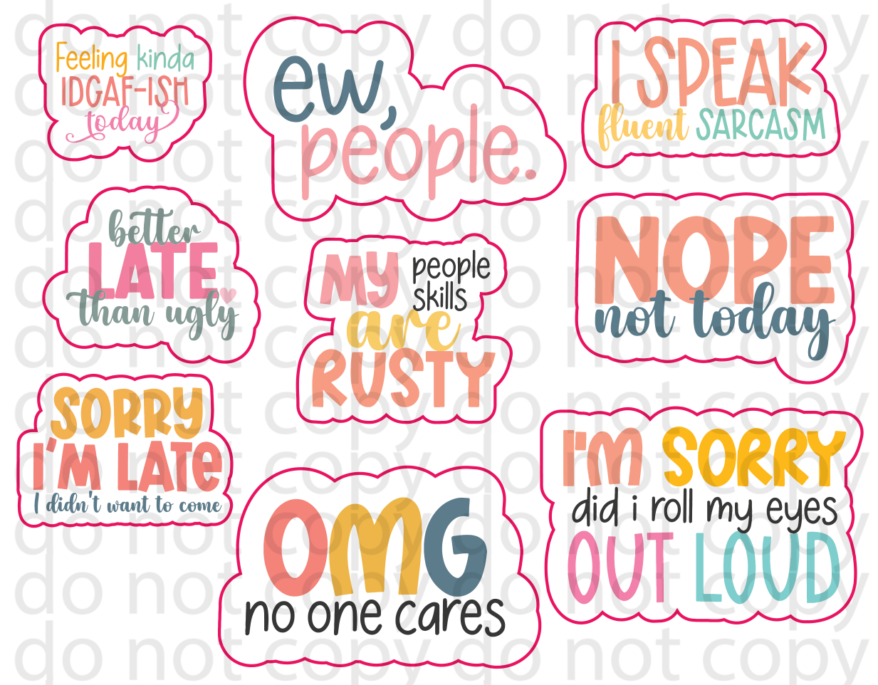 sarcastic sticker sheet