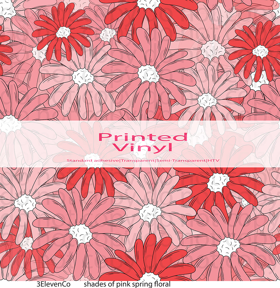 shades of pink spring floral vinyl sheet