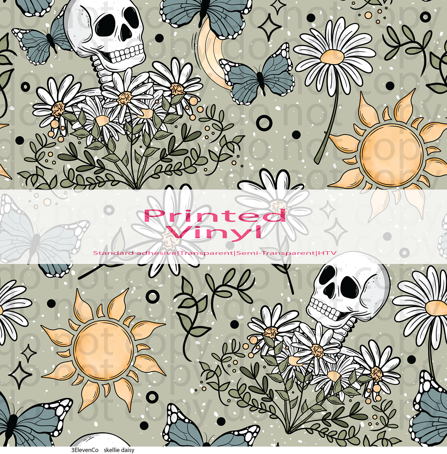 skellie daisy seamless + coordinating vinyl sheet or decal