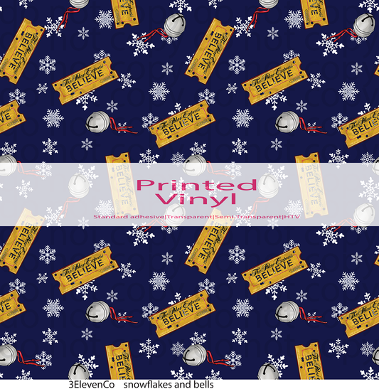 snowflakes and bells vinyl sheet