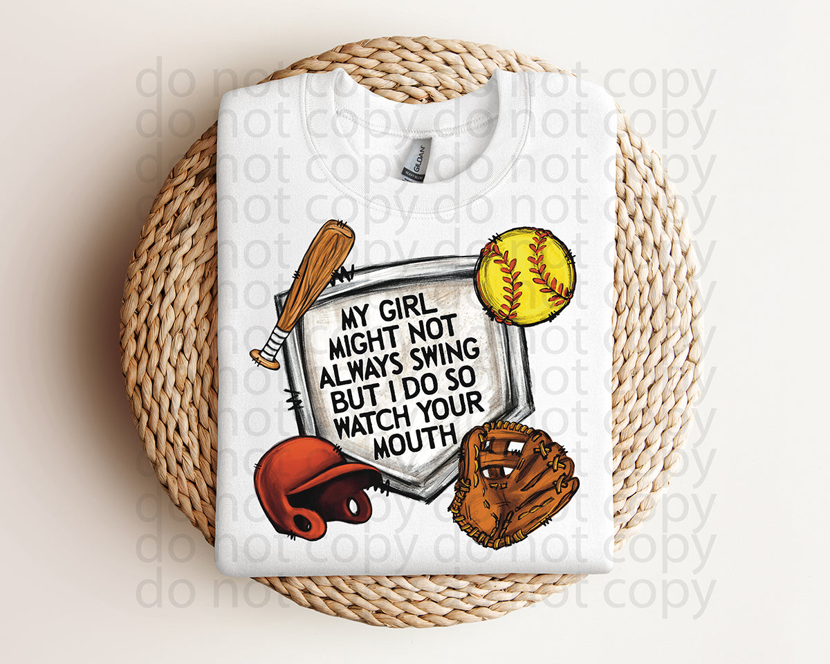 watch your mouth baseball or softball tee or sweatshirt