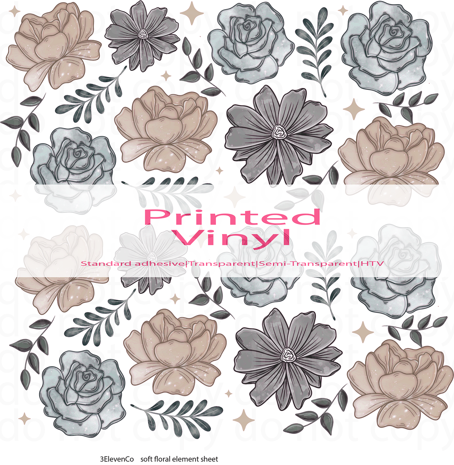 soft floral element sheet decal