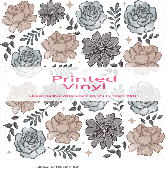 soft floral element sheet decal