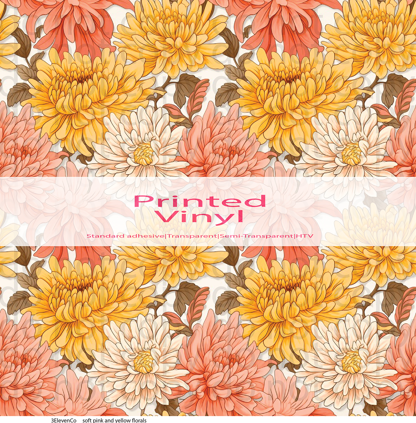 soft pink & yellow florals vinyl sheet