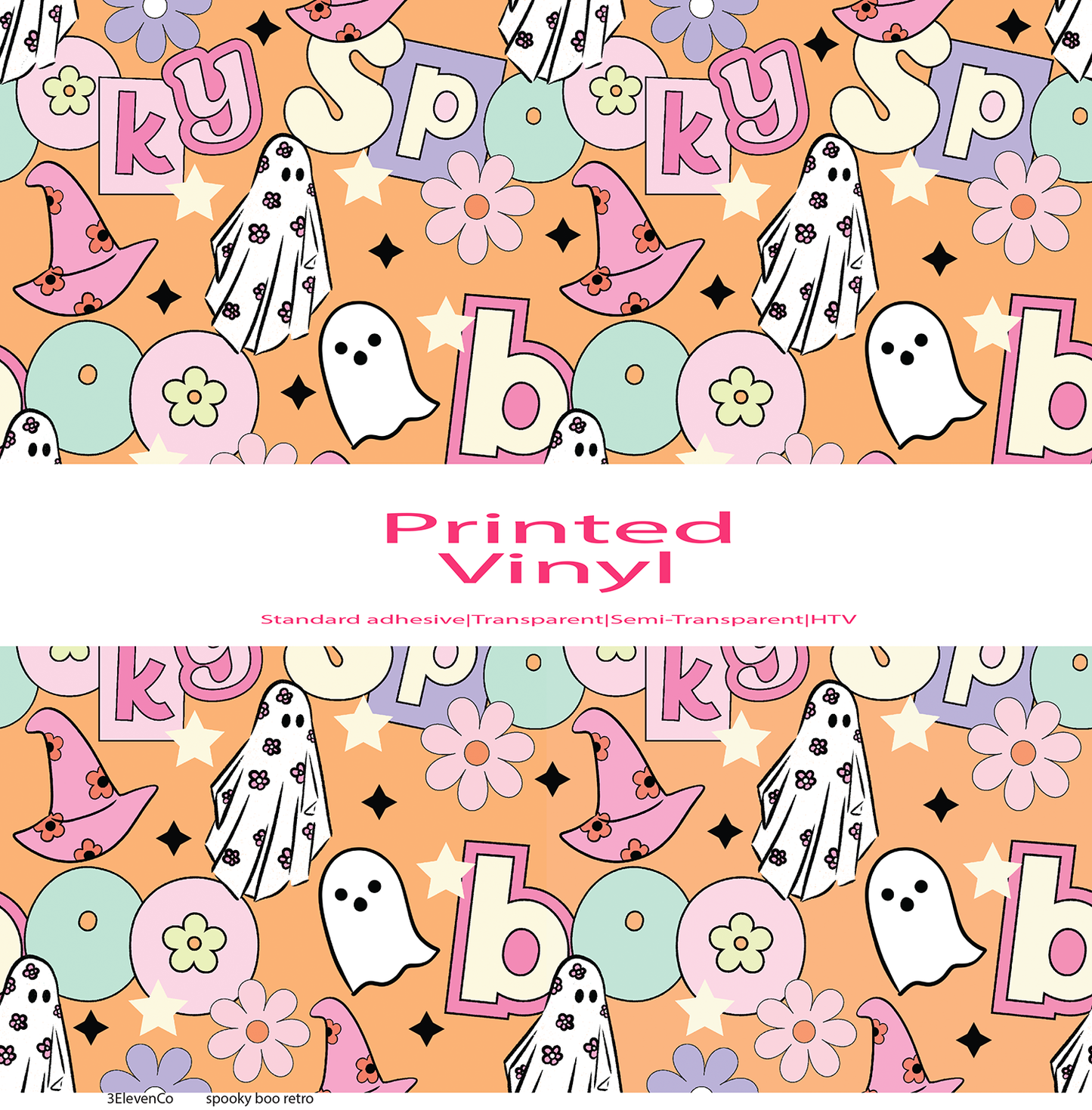 spooky boo retro vinyl sheet or decal or pen wrap