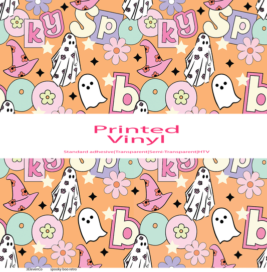 spooky boo retro vinyl sheet or decal or pen wrap