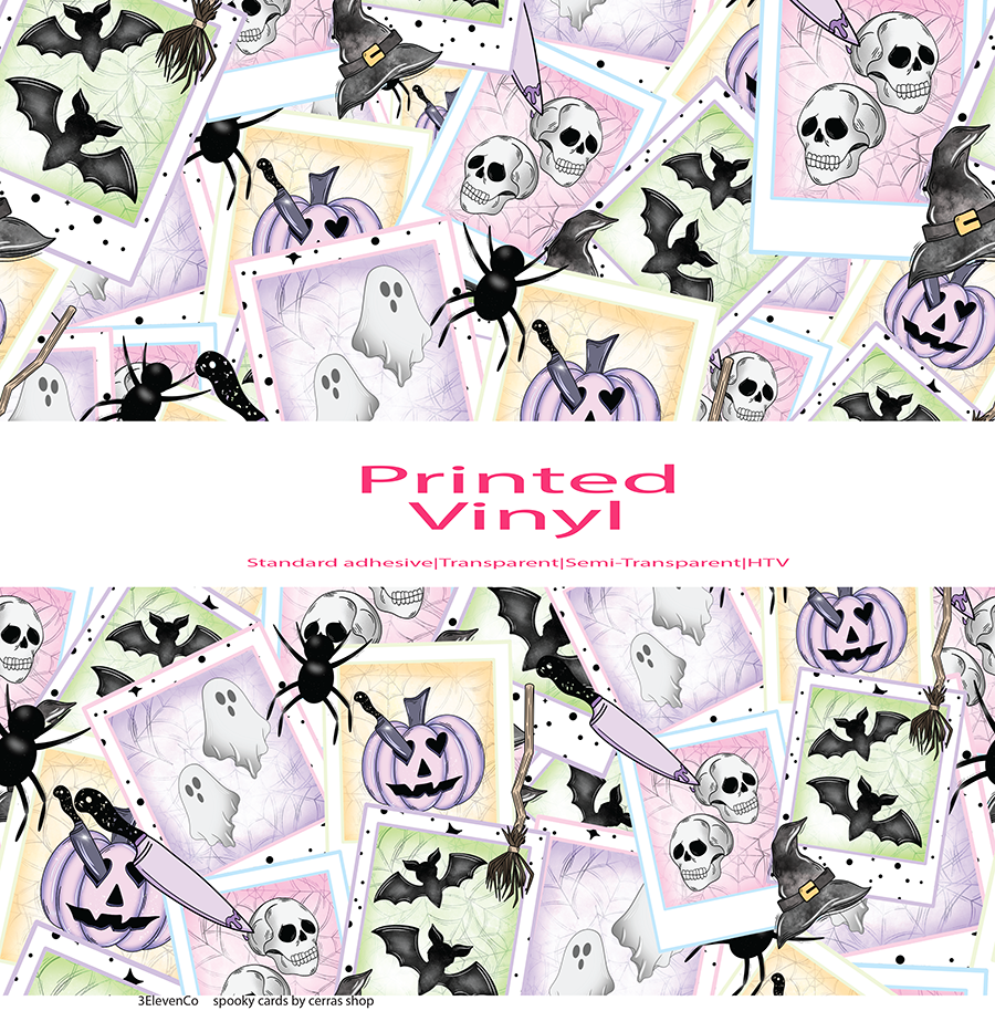 spooky cards vinyl sheet or decal by cerras shop