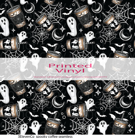 spooky coffee vinyl sheet | decal | UV wrap | vinyl wrap | DTF print