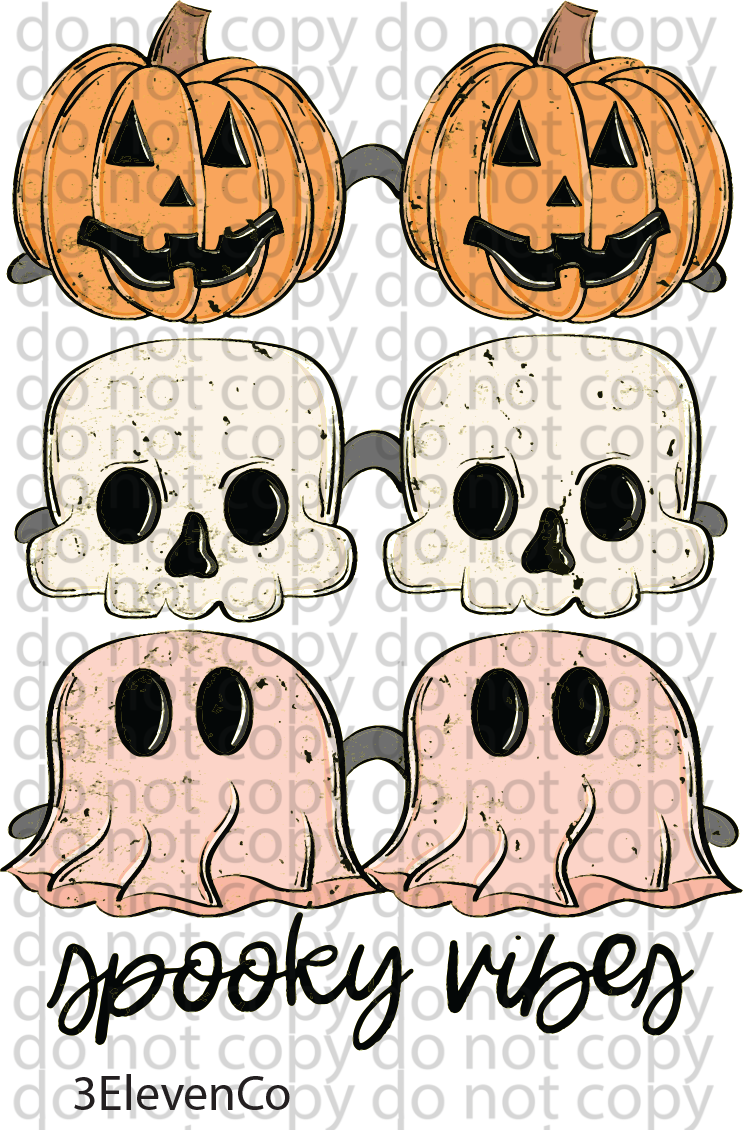 spooky vibes vinyl sheet or decal - pink or green