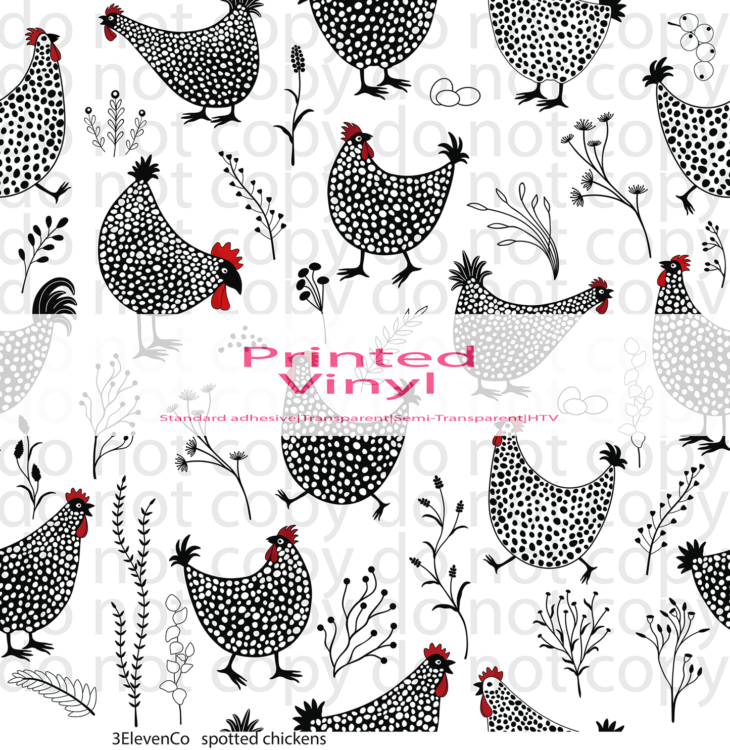 spotted chickens vinyl sheet