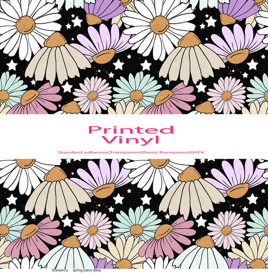 starry daisy floral vinyl sheet