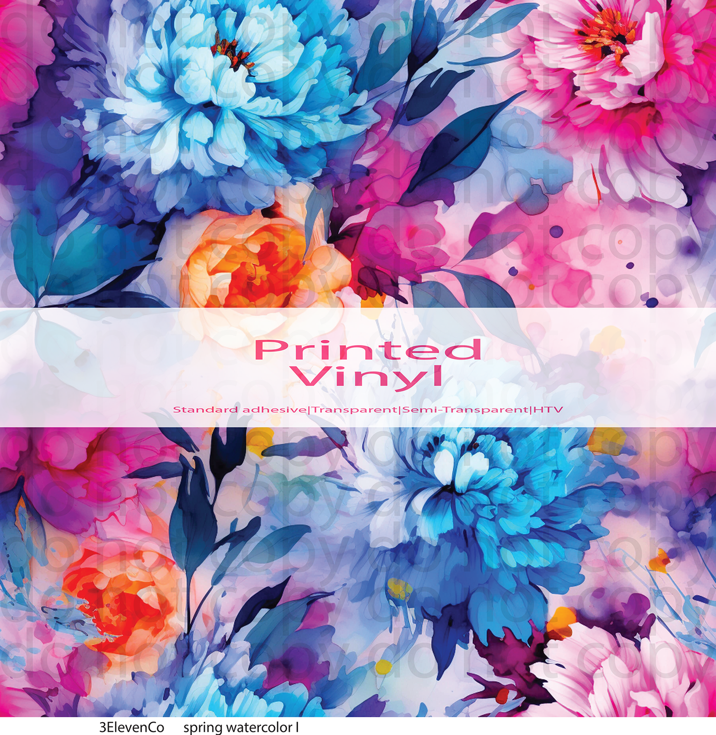 spring watercolor florals series 1 vinyl sheet