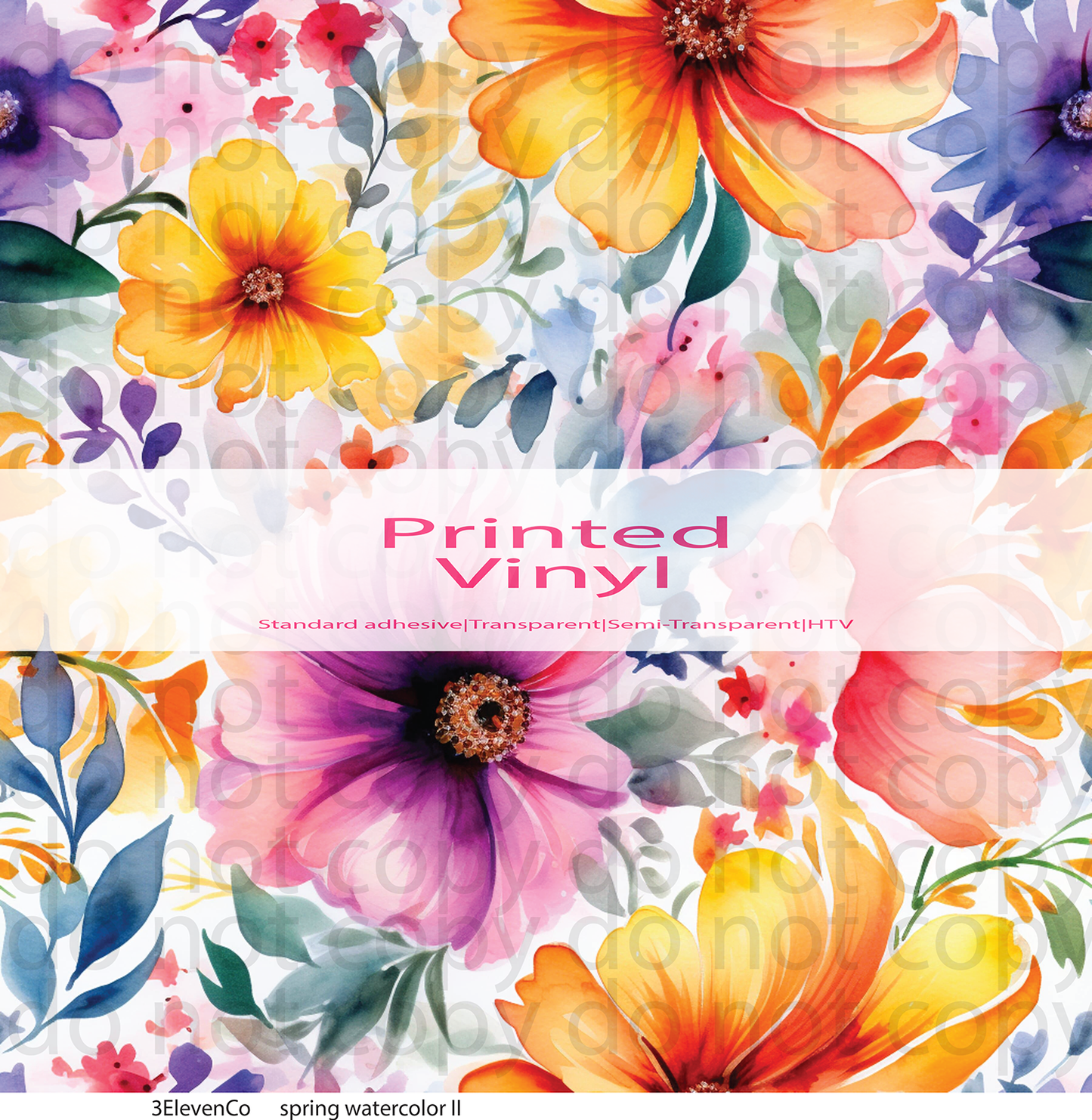 spring watercolor florals series 1 vinyl sheet