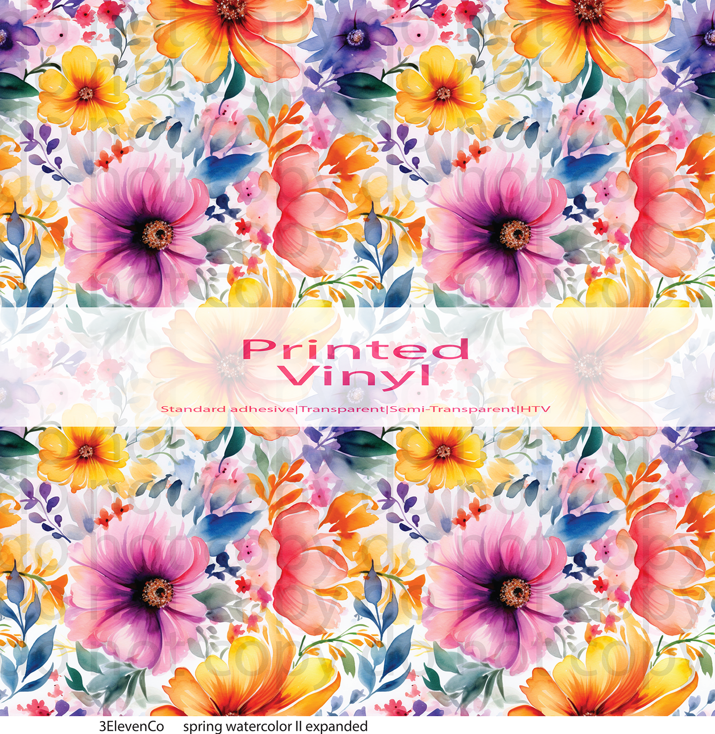 spring watercolor florals series 1 vinyl sheet