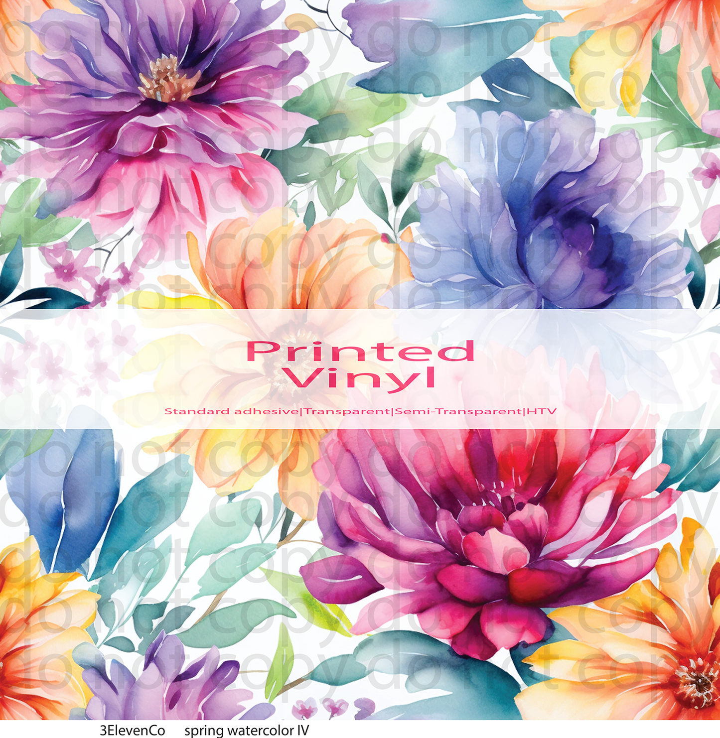 spring watercolor florals series 1 vinyl sheet