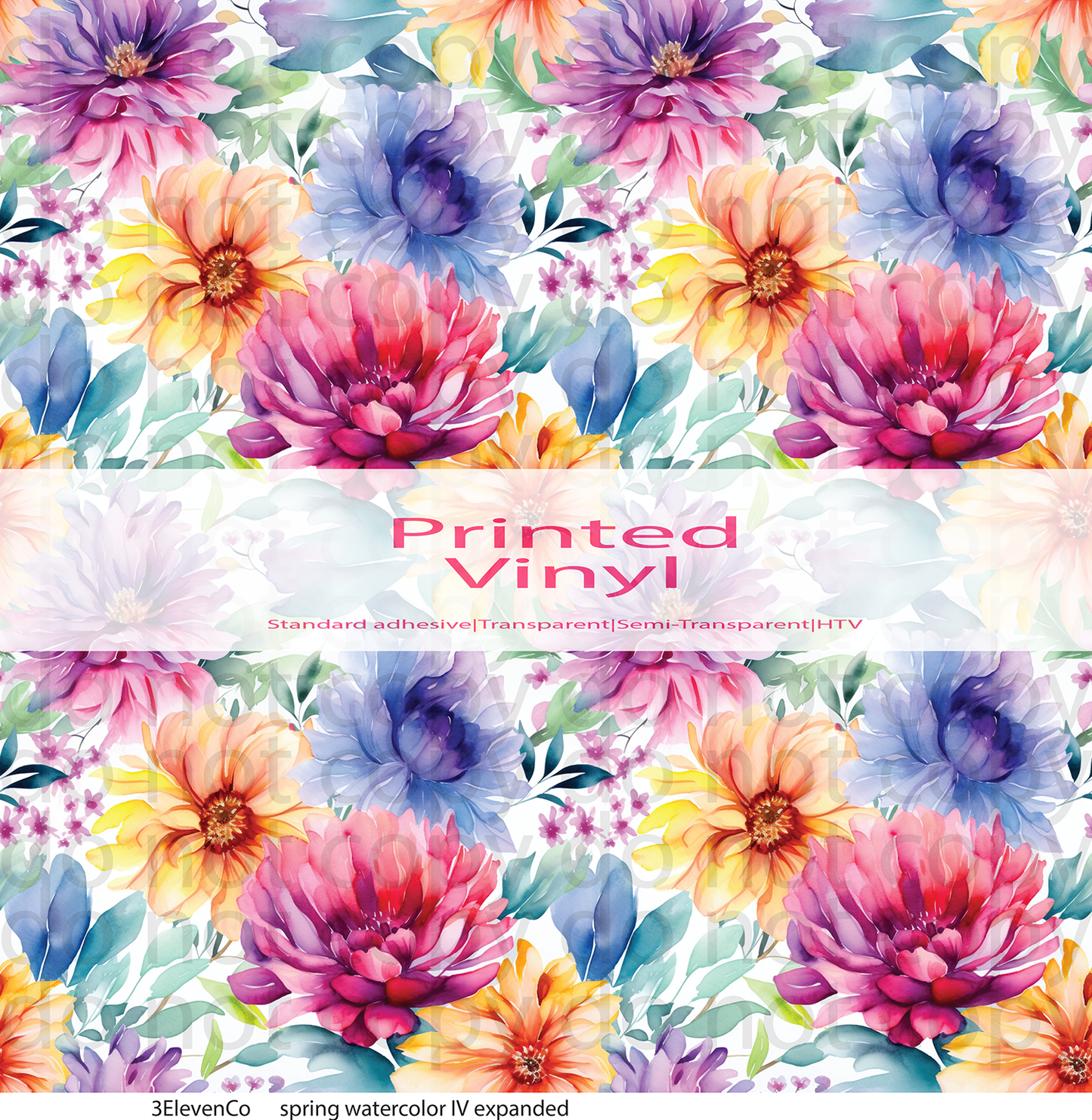 spring watercolor florals series 1 vinyl sheet