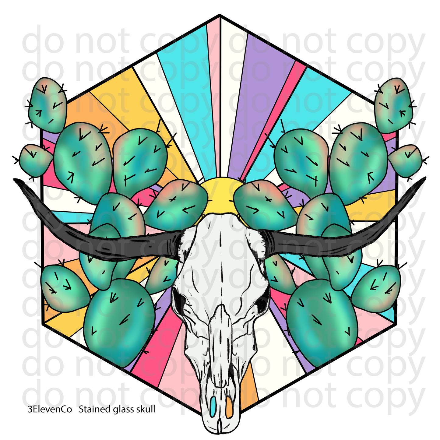 Stained glass skull decal