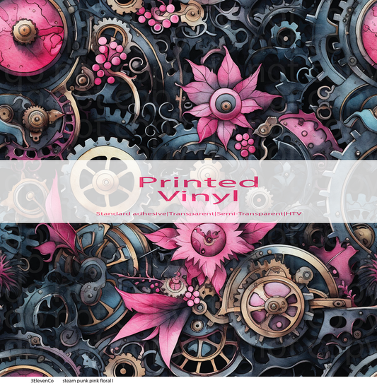 steam punk pink floral collection vinyl sheet