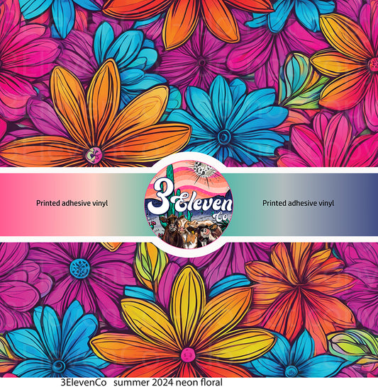 summer 2024 neon floral vinyl sheet