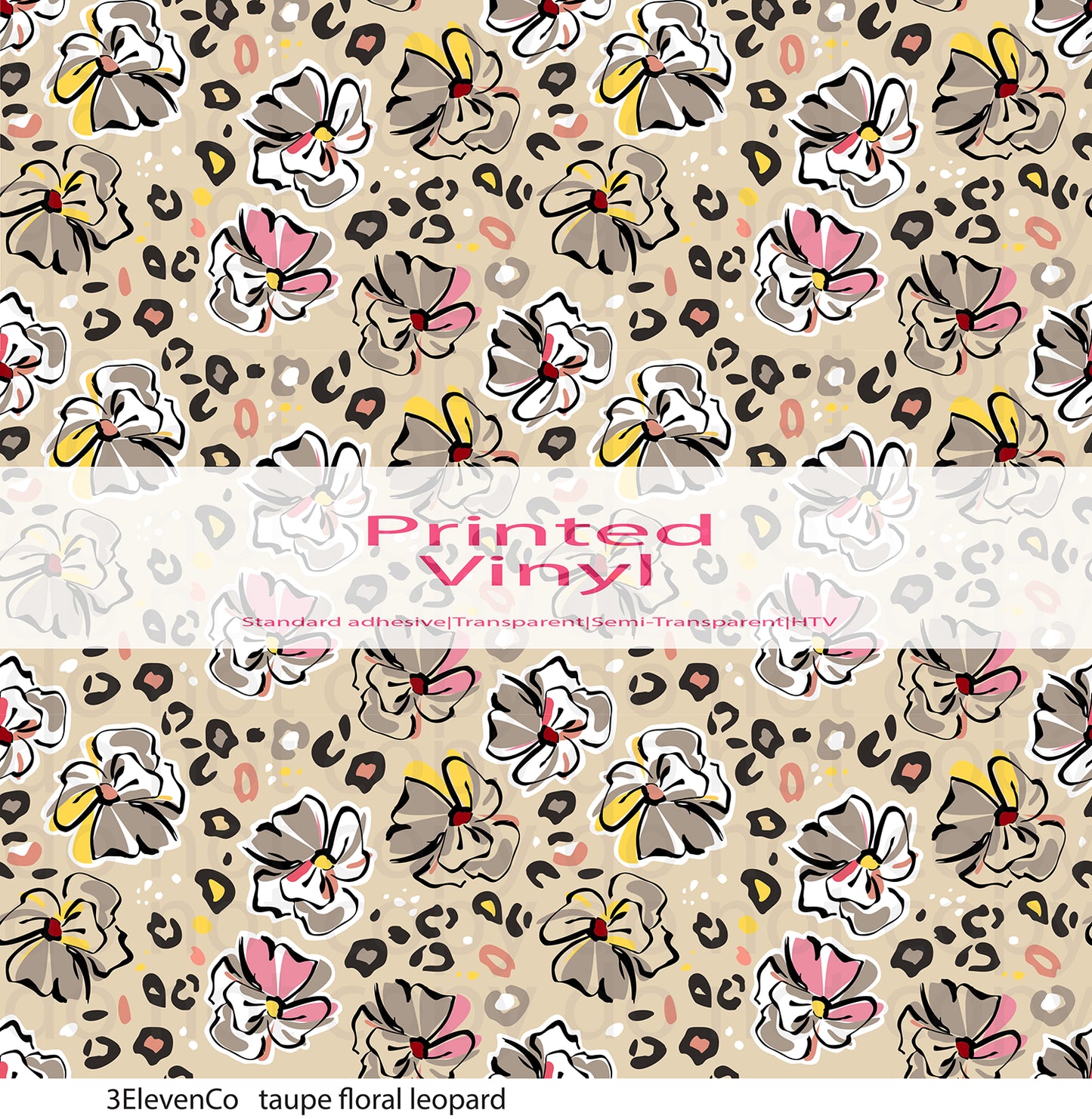 taupe floral leopard vinyl sheet