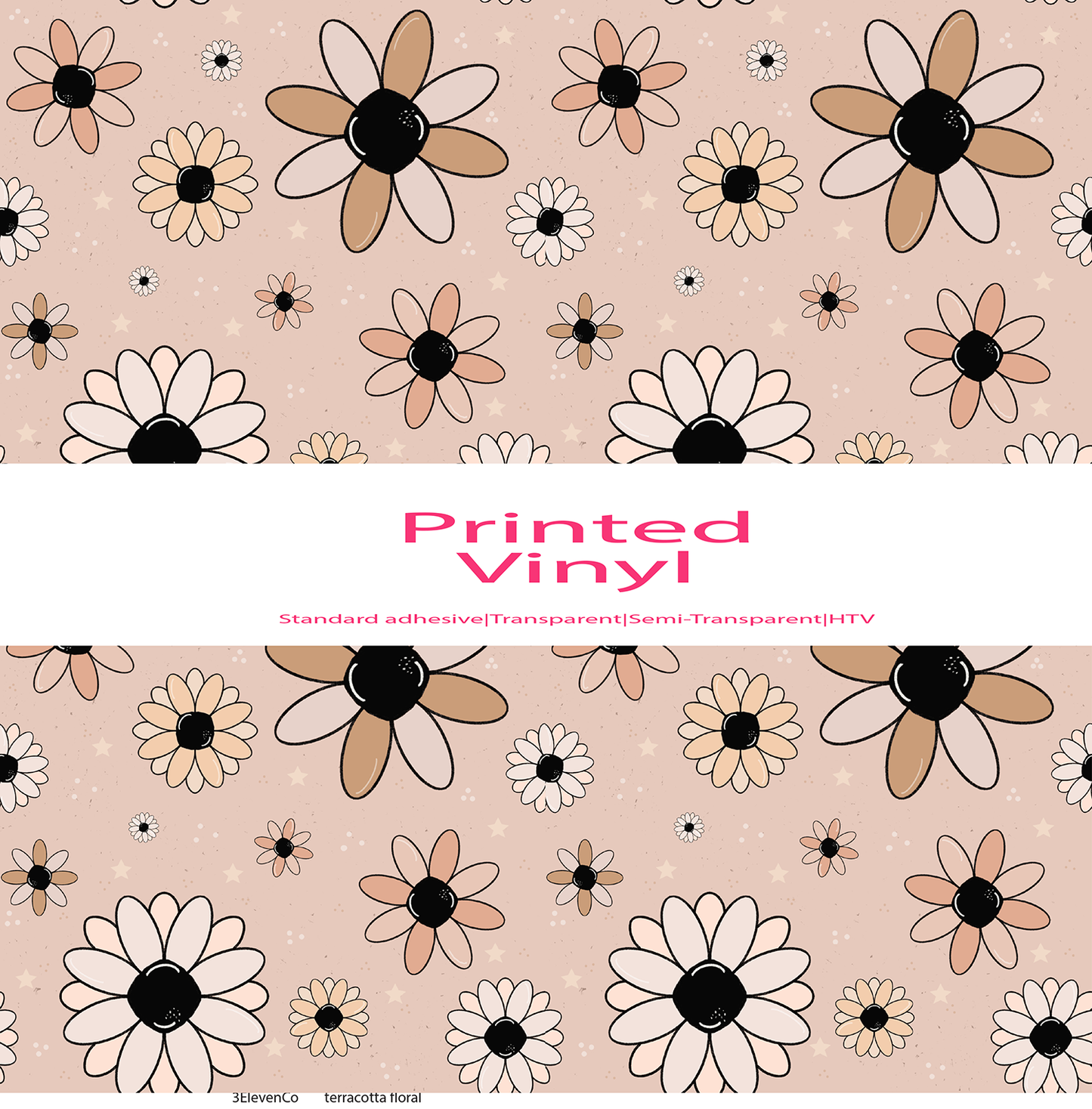 terracotta floral vinyl sheet